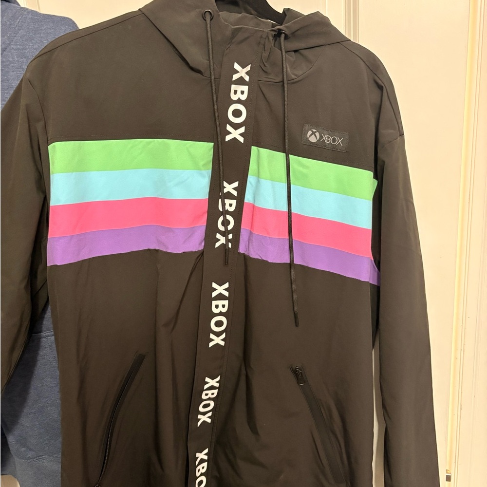 Xbox Black Hoodie with Colorful Stripes